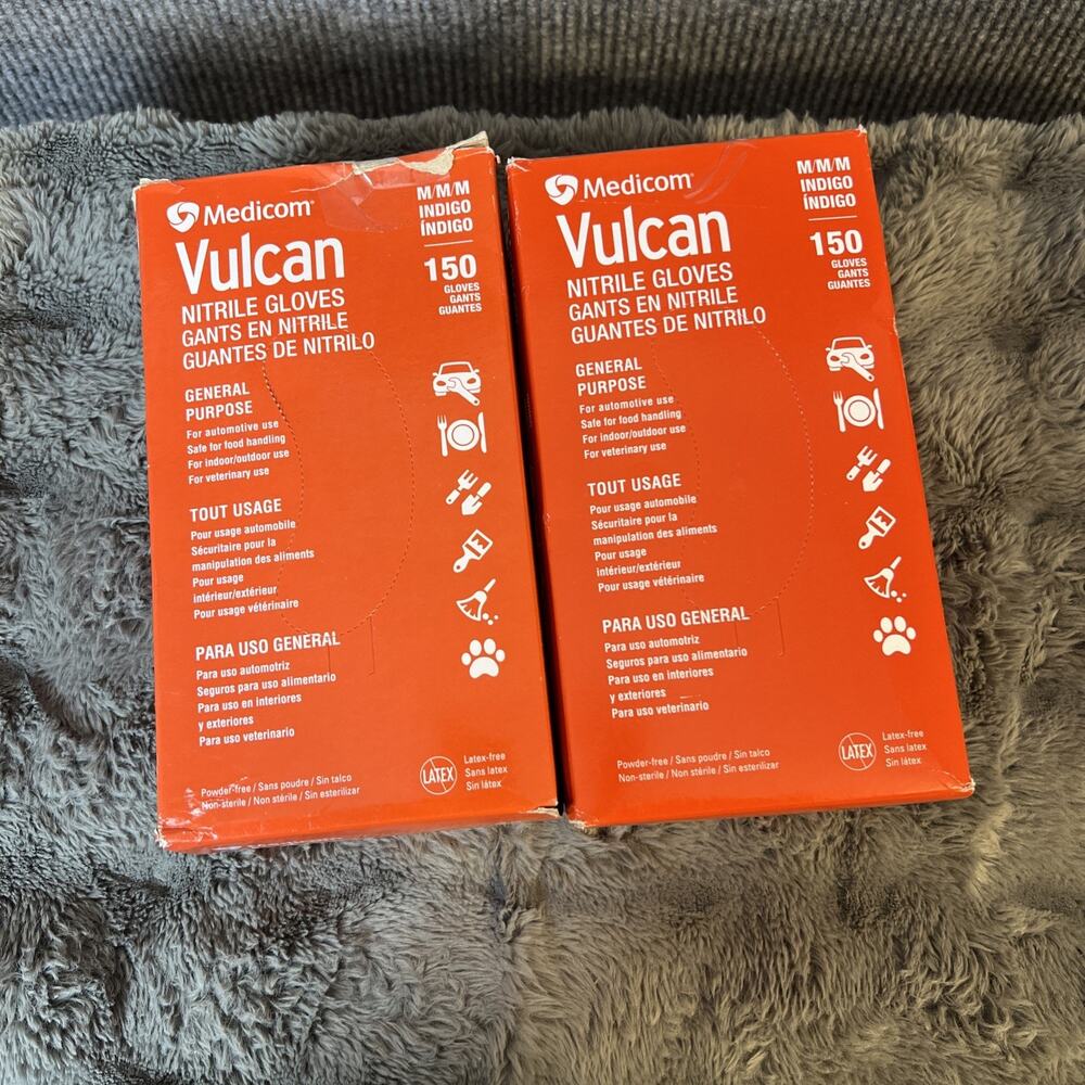 2 Medicom Vulcan Nitrile Glove Gant General Purpose 150 Automotive Size Medium